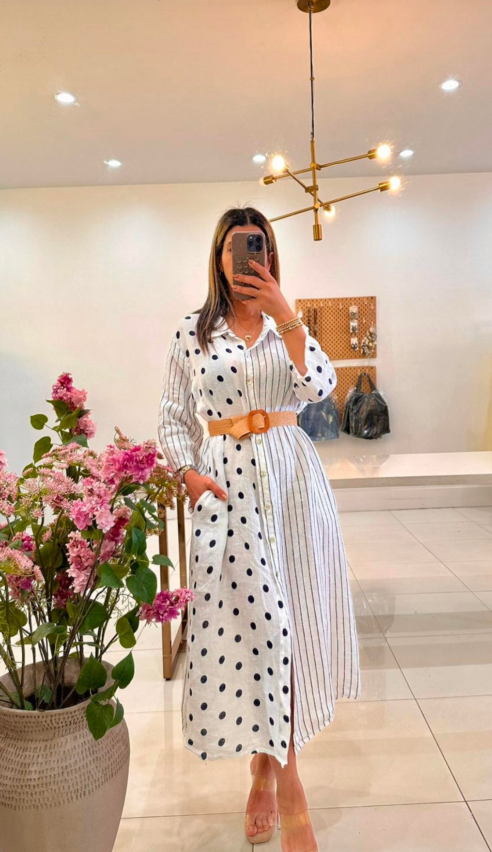 Polka and stripes midi