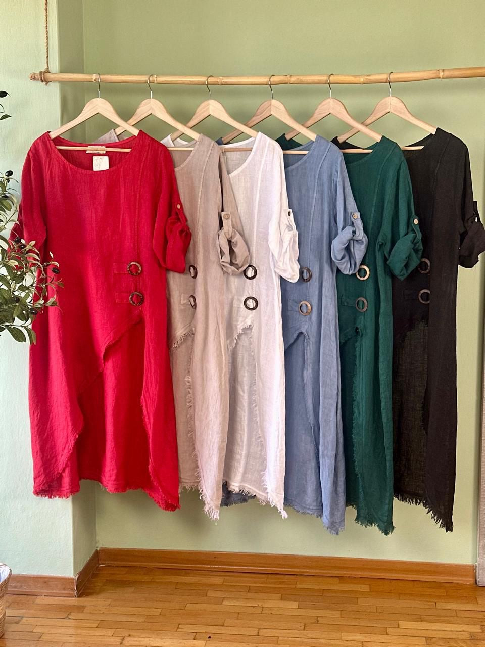 Two buttons linen set