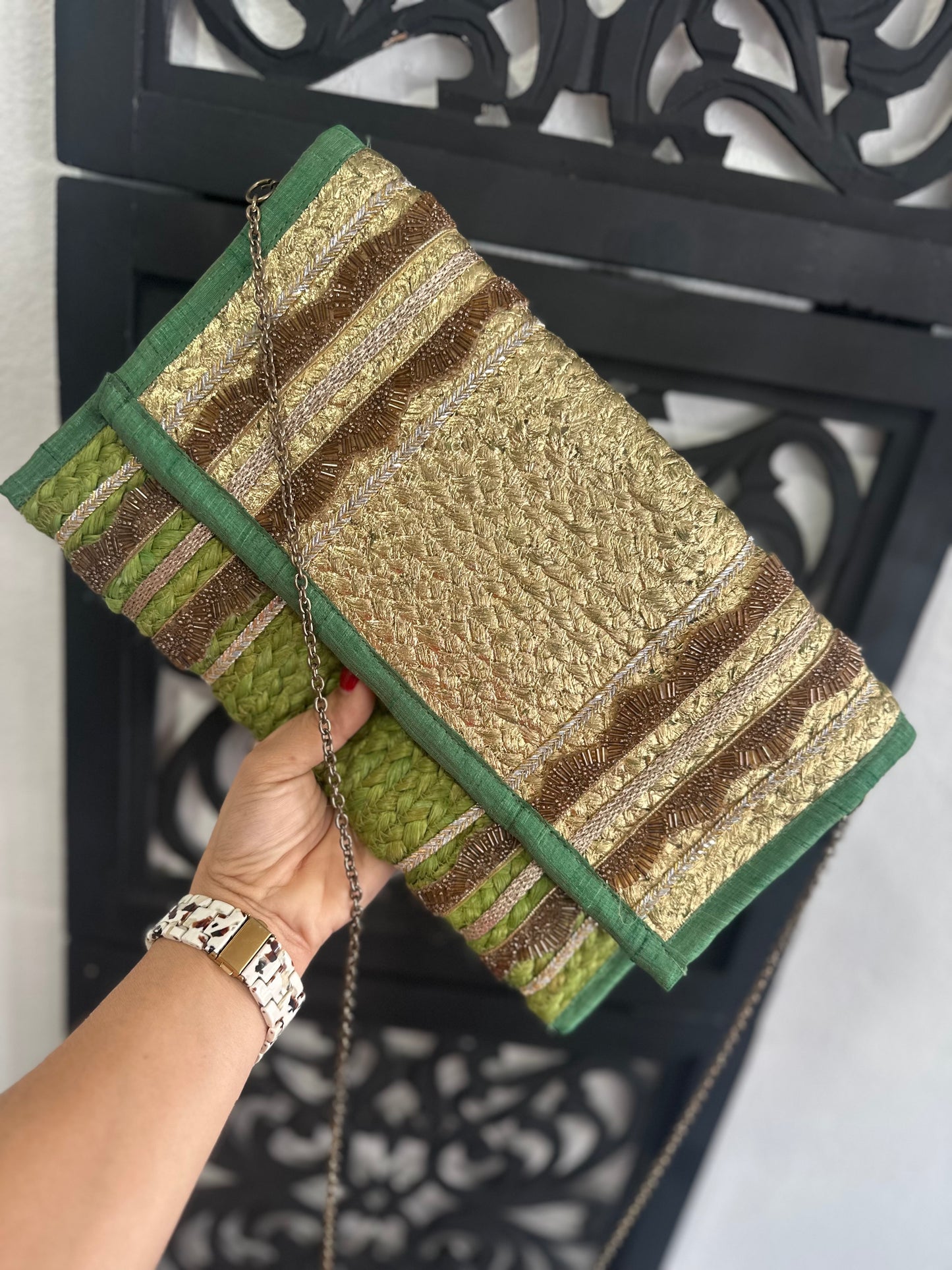 Straw Fringe Envelope purse