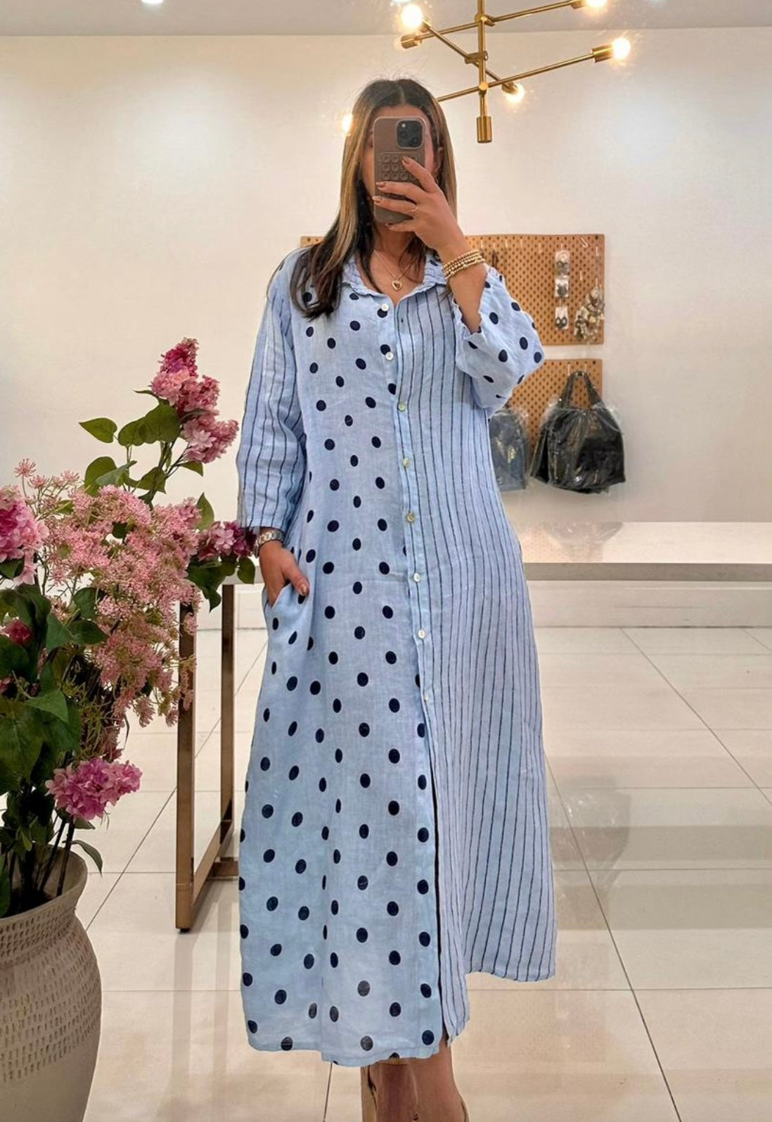 Polka and stripes midi