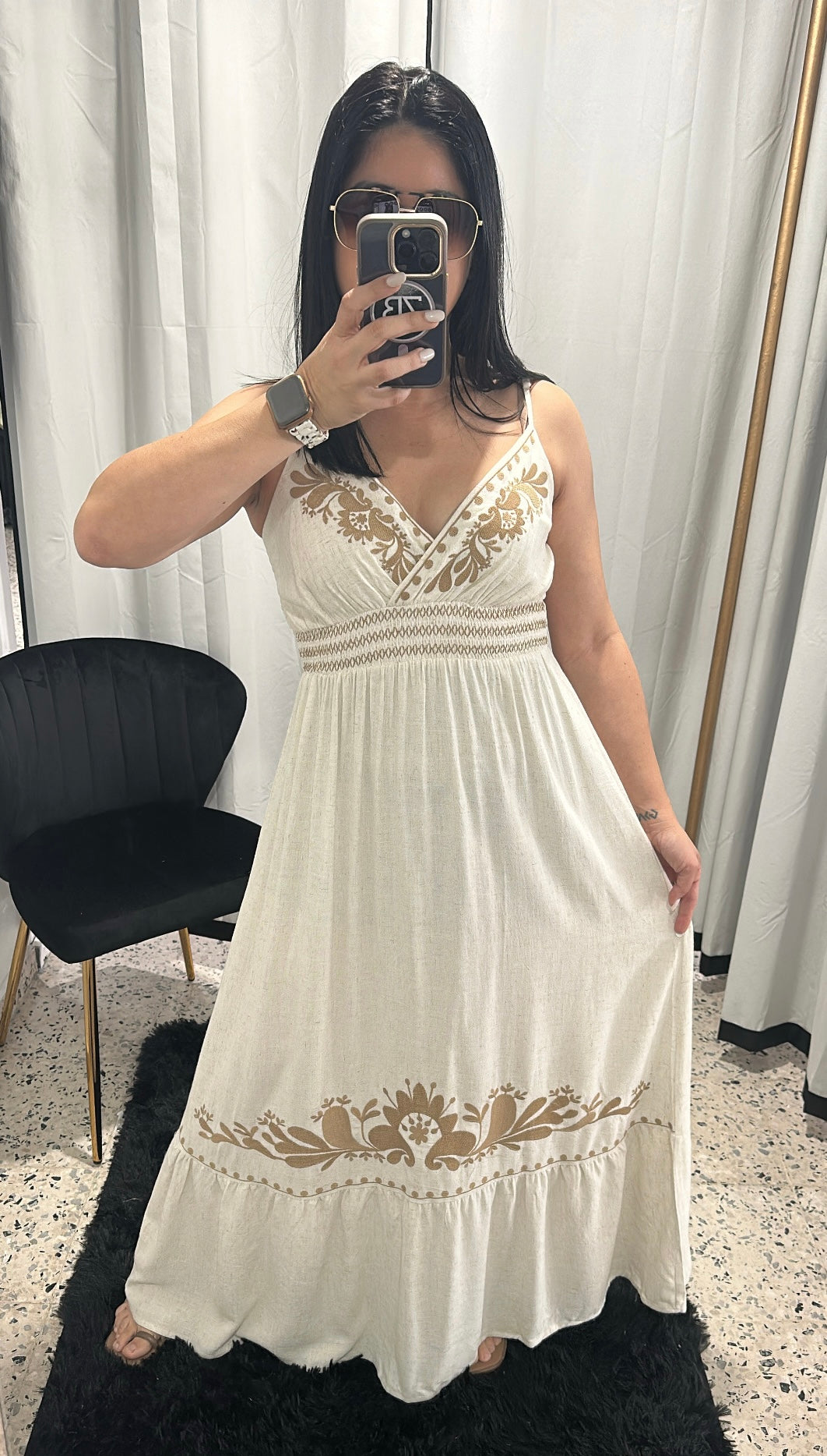 Long dress bordado