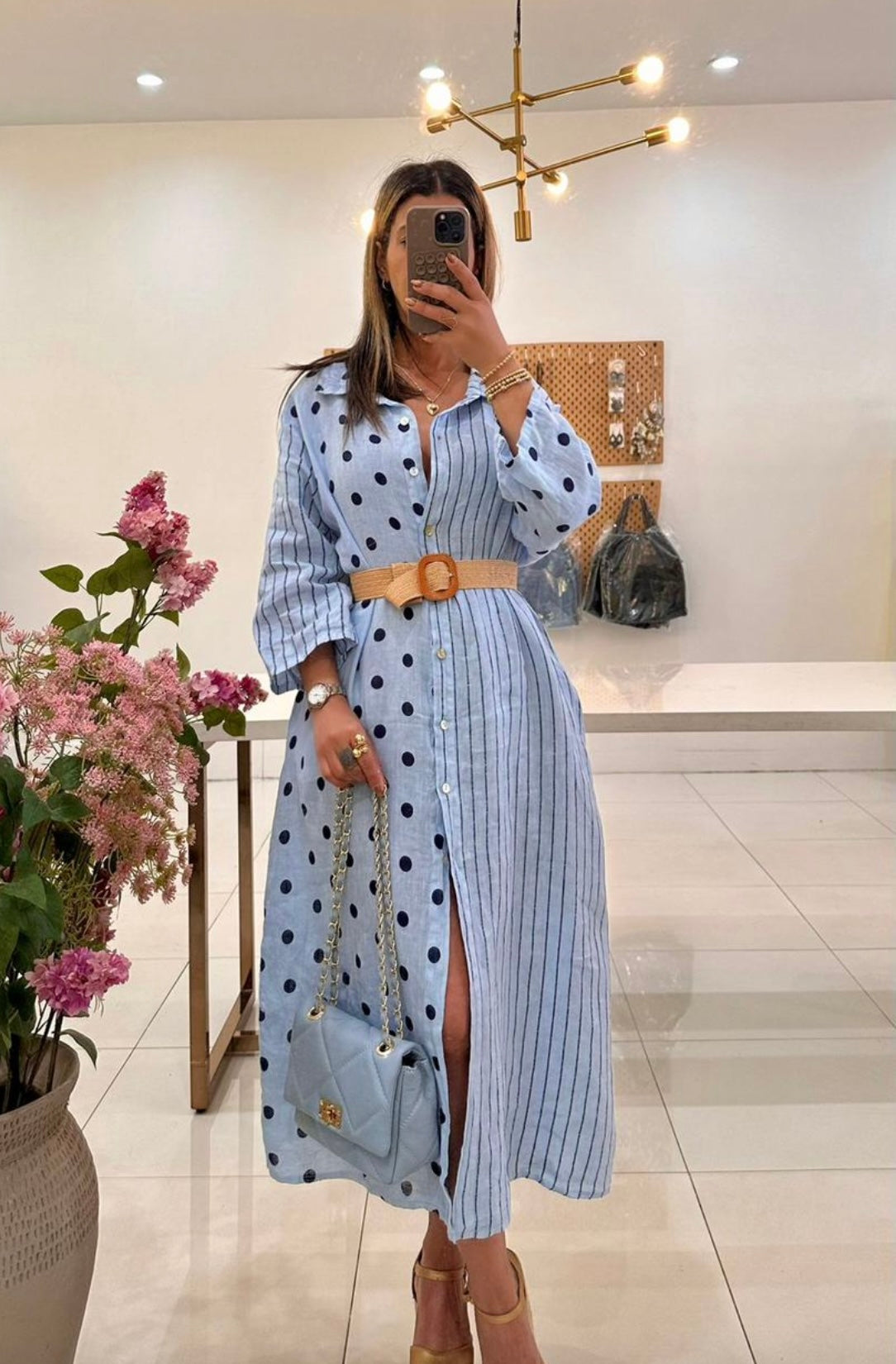 Polka and stripes midi