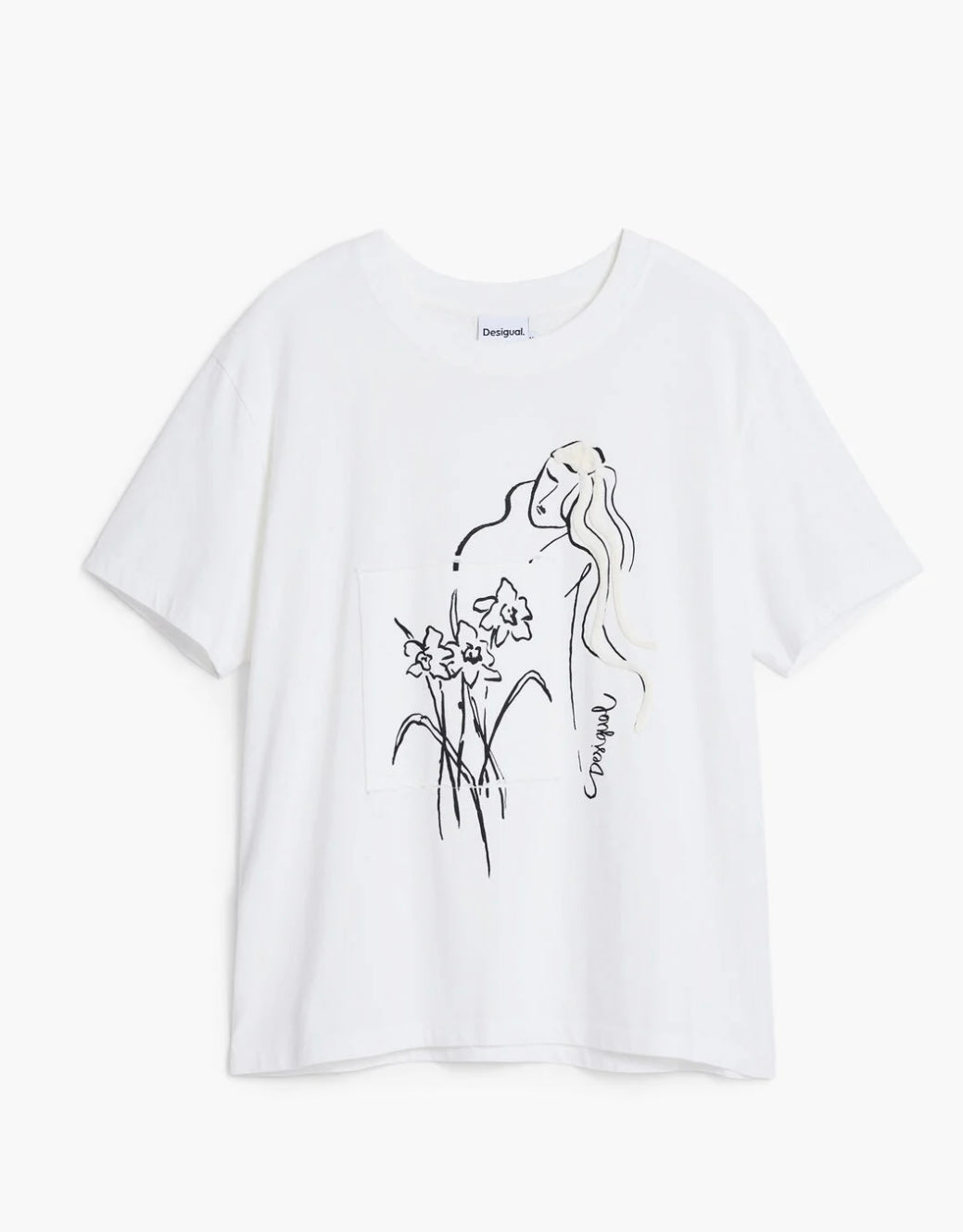 CAMISETA FLORAL SILUETA FEMENINA
