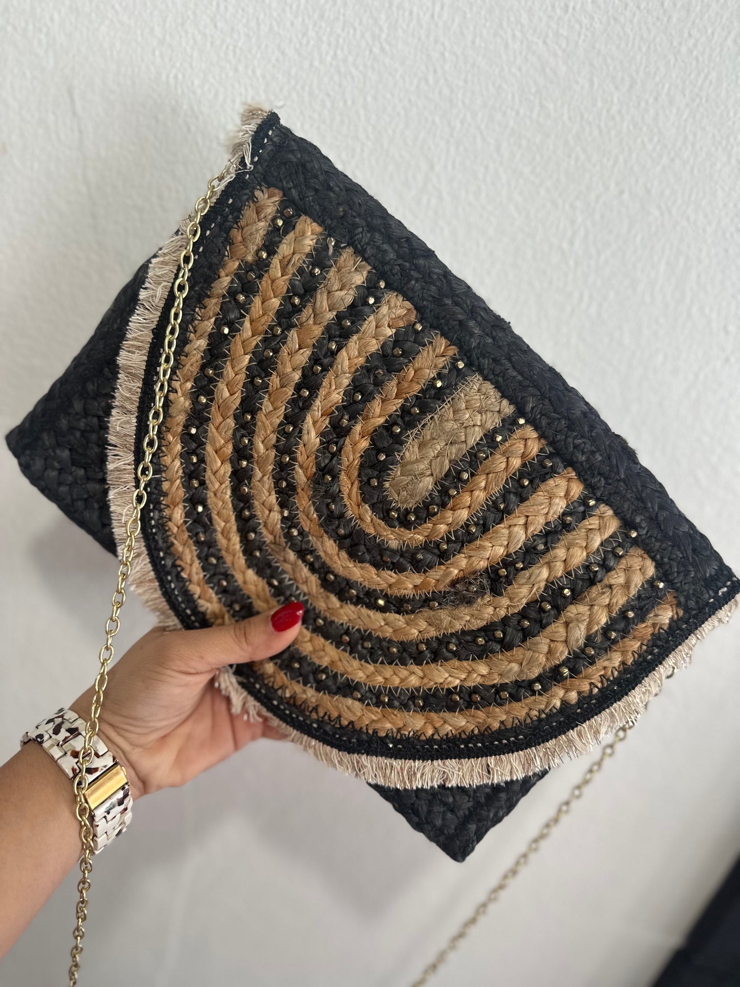 Straw Fringe Envelope purse