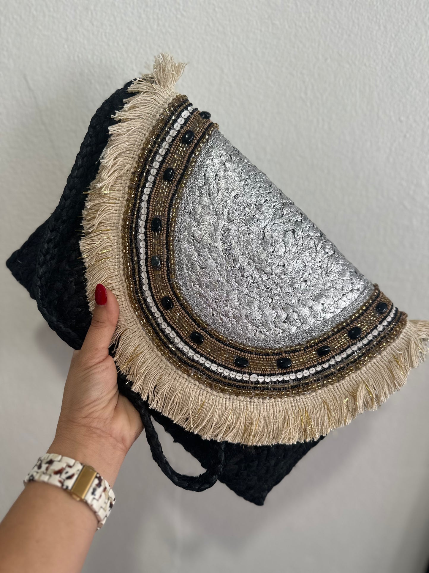 Straw Fringe Envelope purse