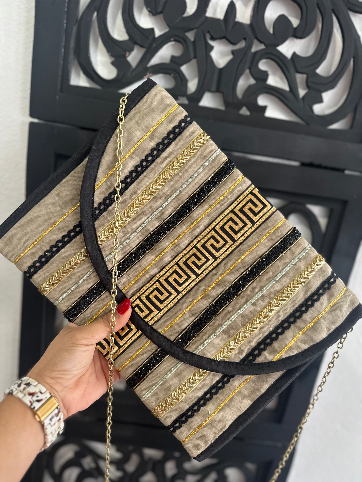Straw Fringe Envelope purse