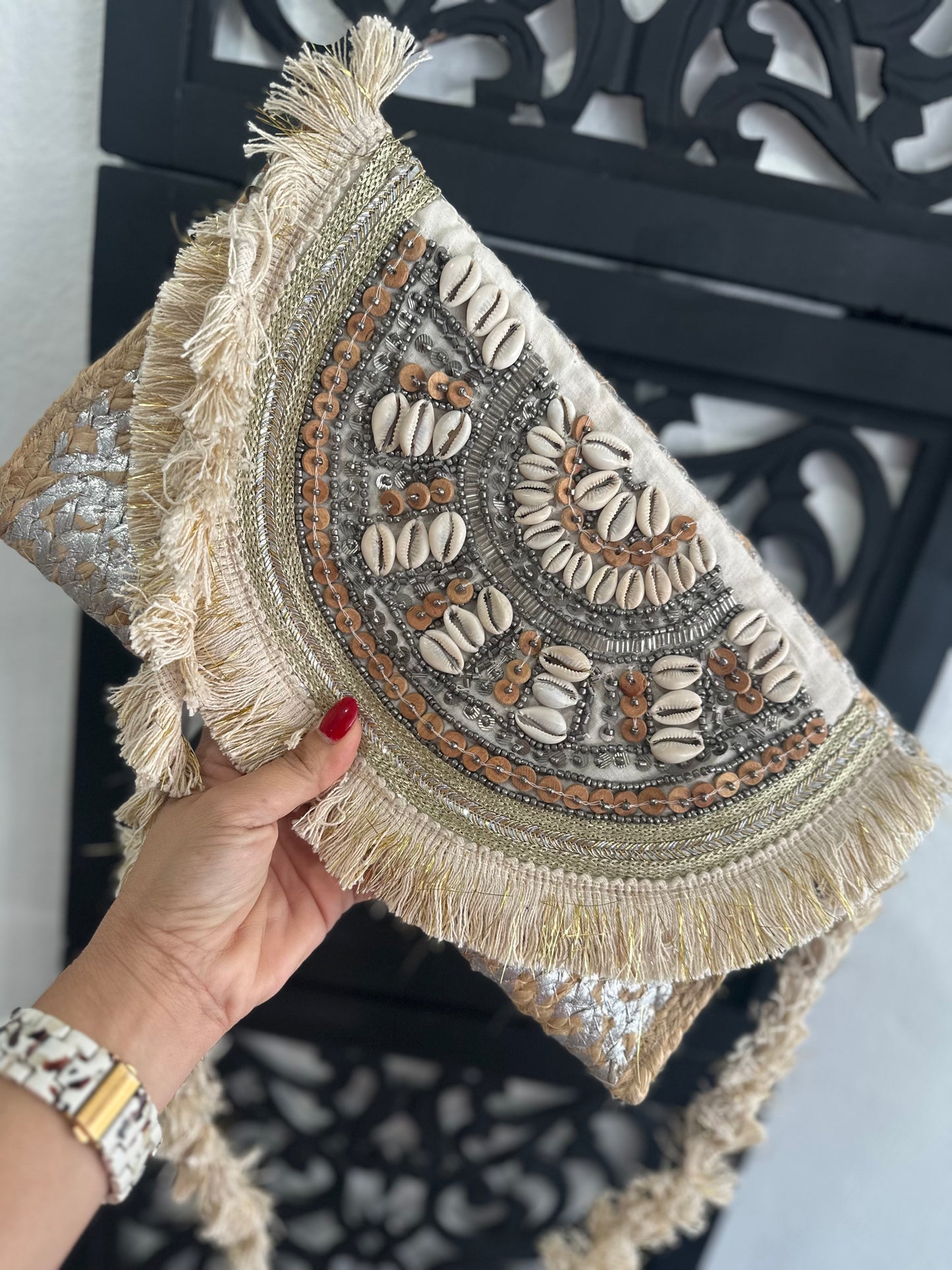 Straw Fringe Envelope purse