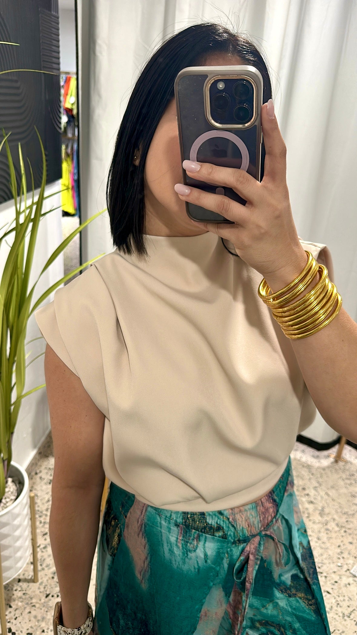 Round neck wrap top