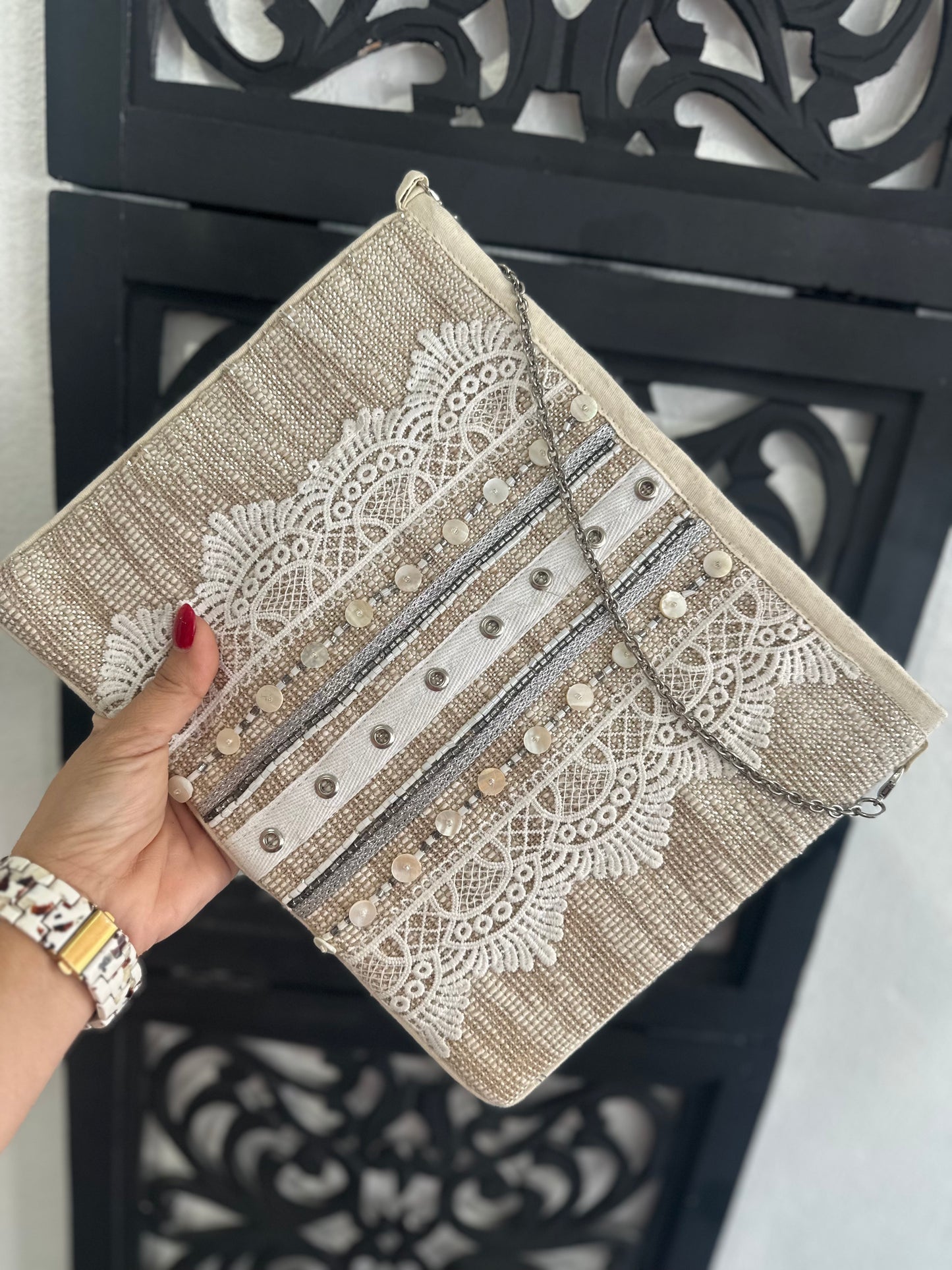 Straw Fringe Envelope purse