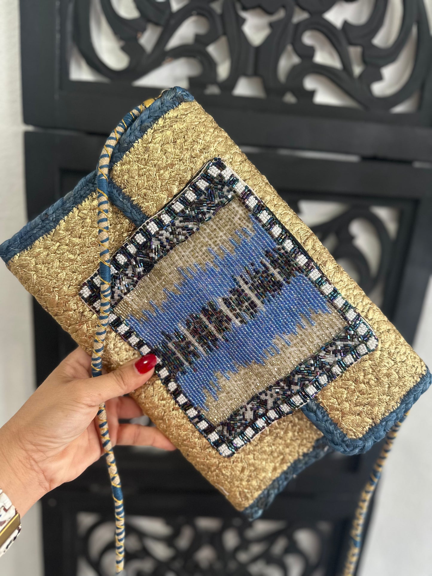 Straw Fringe Envelope purse