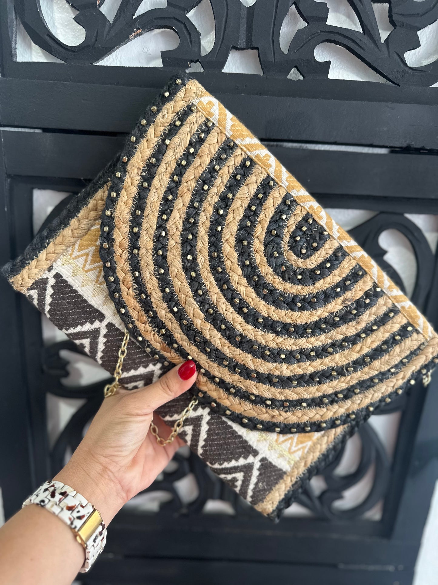 Straw Fringe Envelope purse