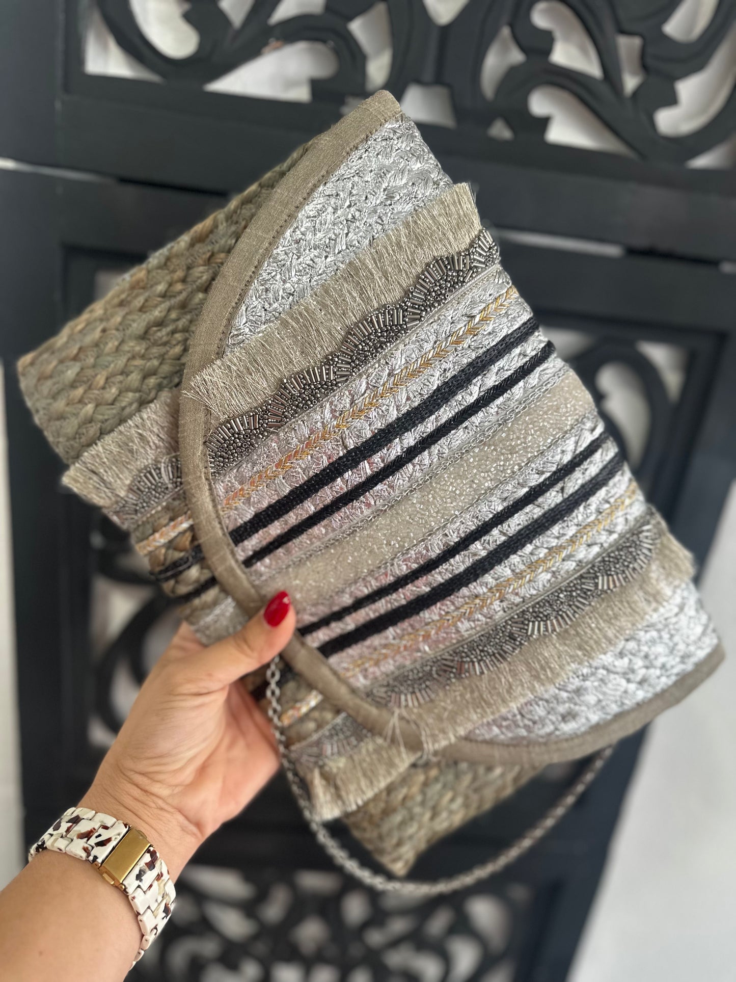 Straw Fringe Envelope purse
