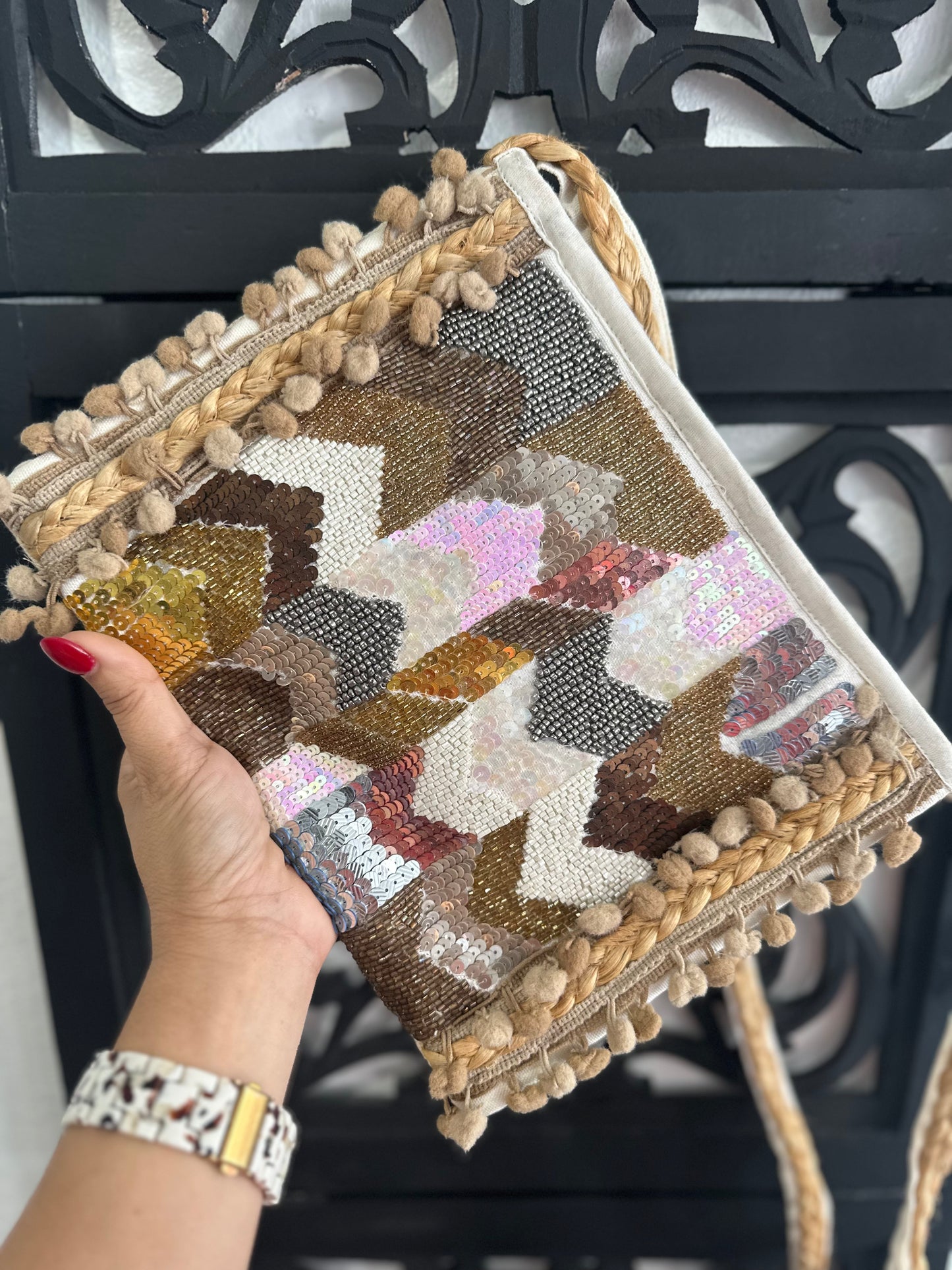 Straw Fringe Envelope purse