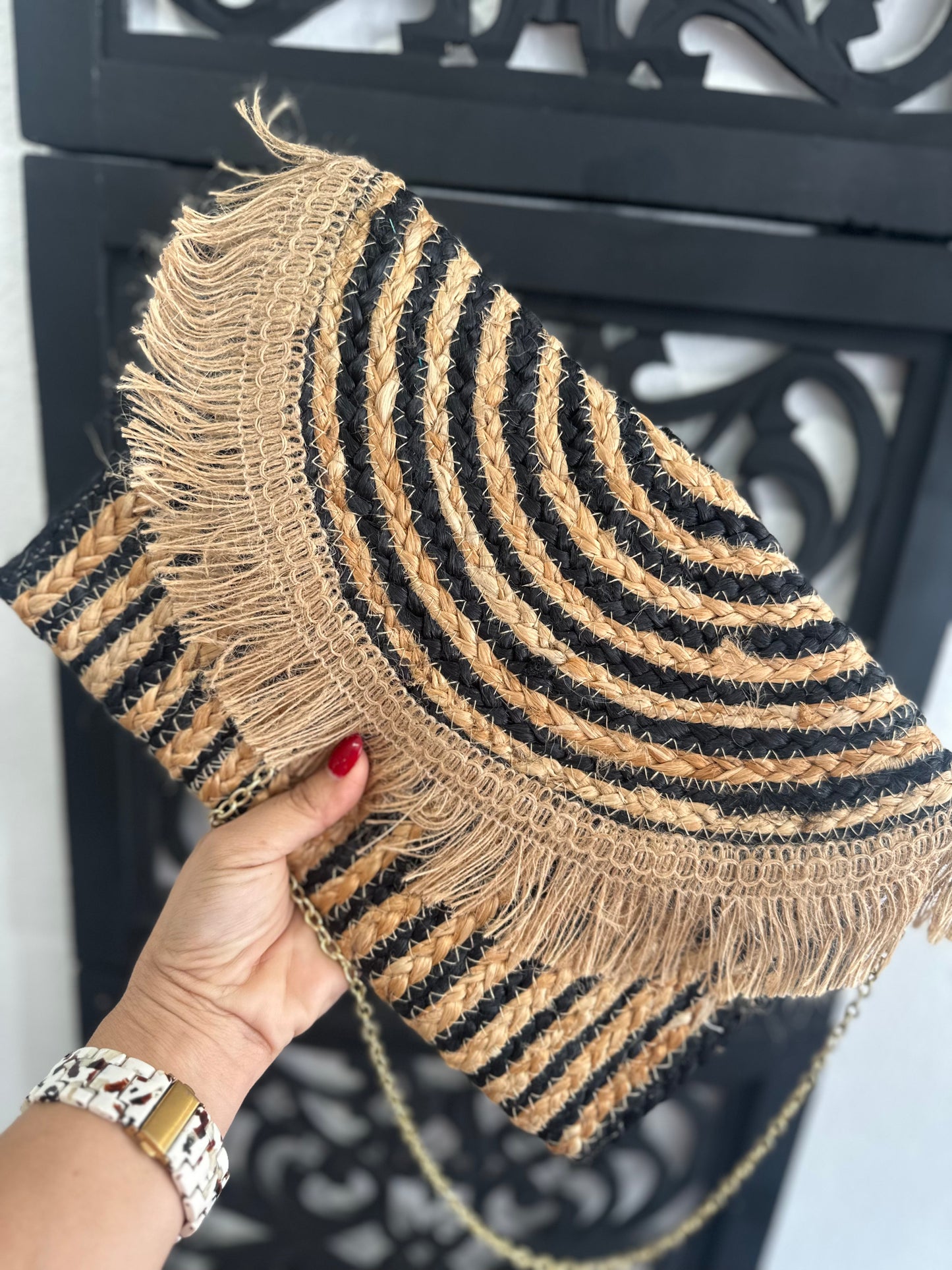 Straw Fringe Envelope purse