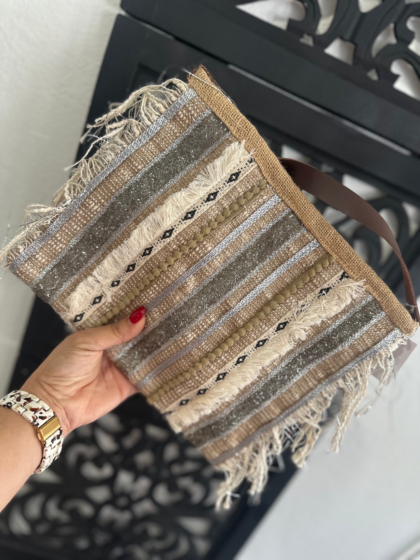 Straw Fringe Envelope purse
