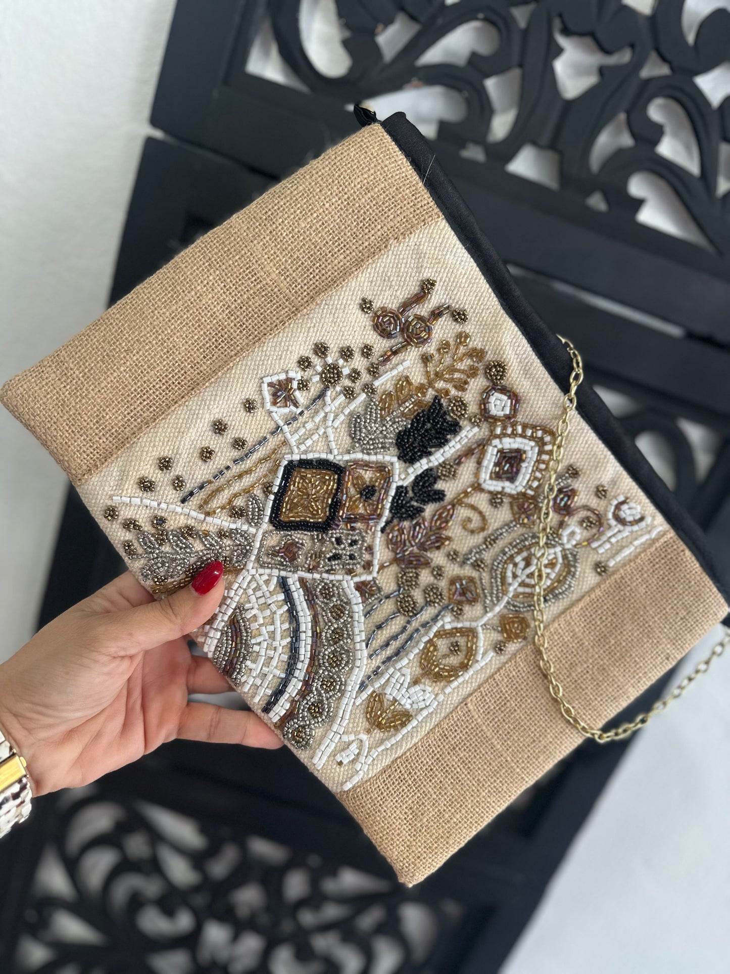 Straw Fringe Envelope purse