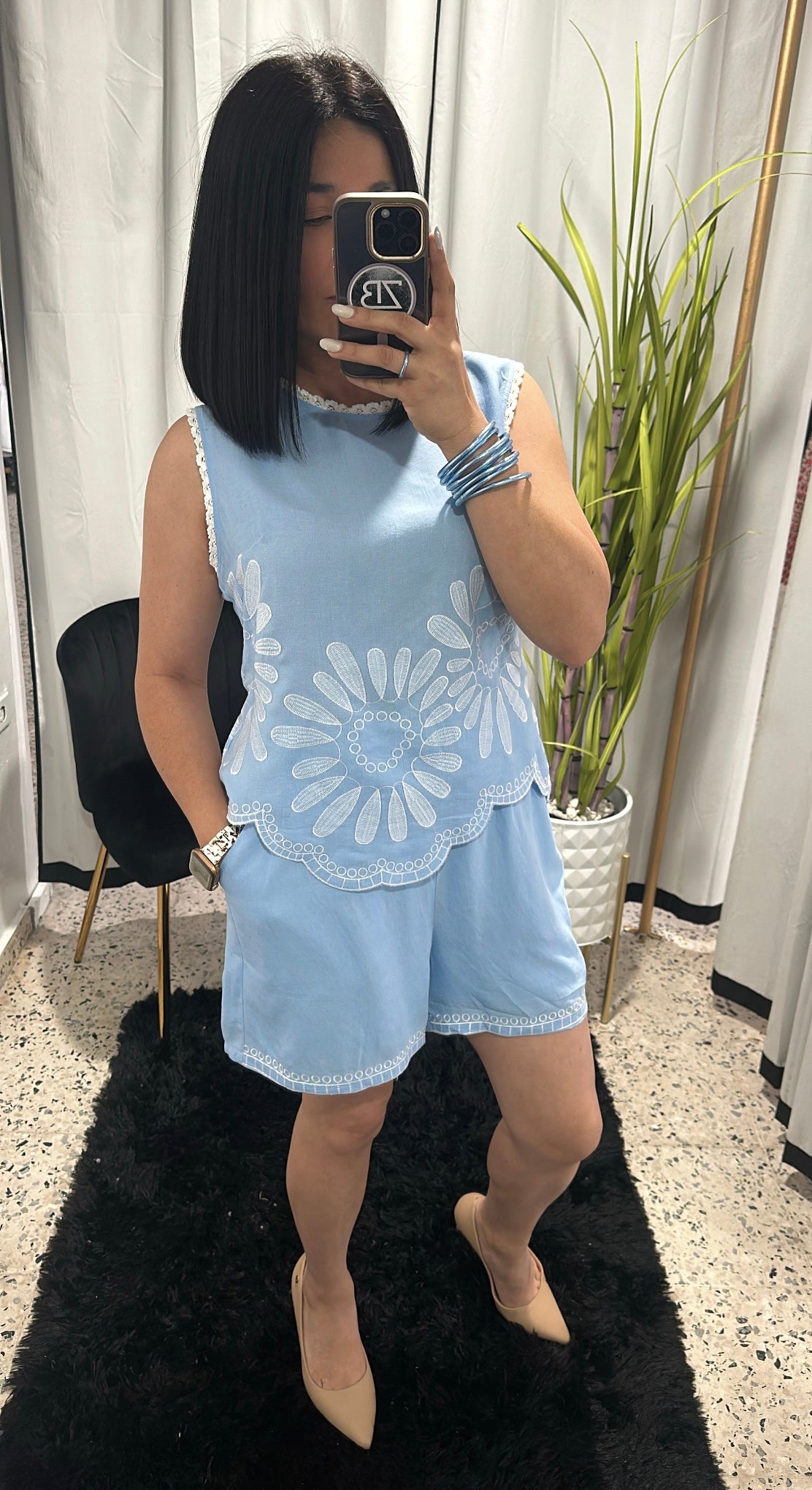 Blue short set