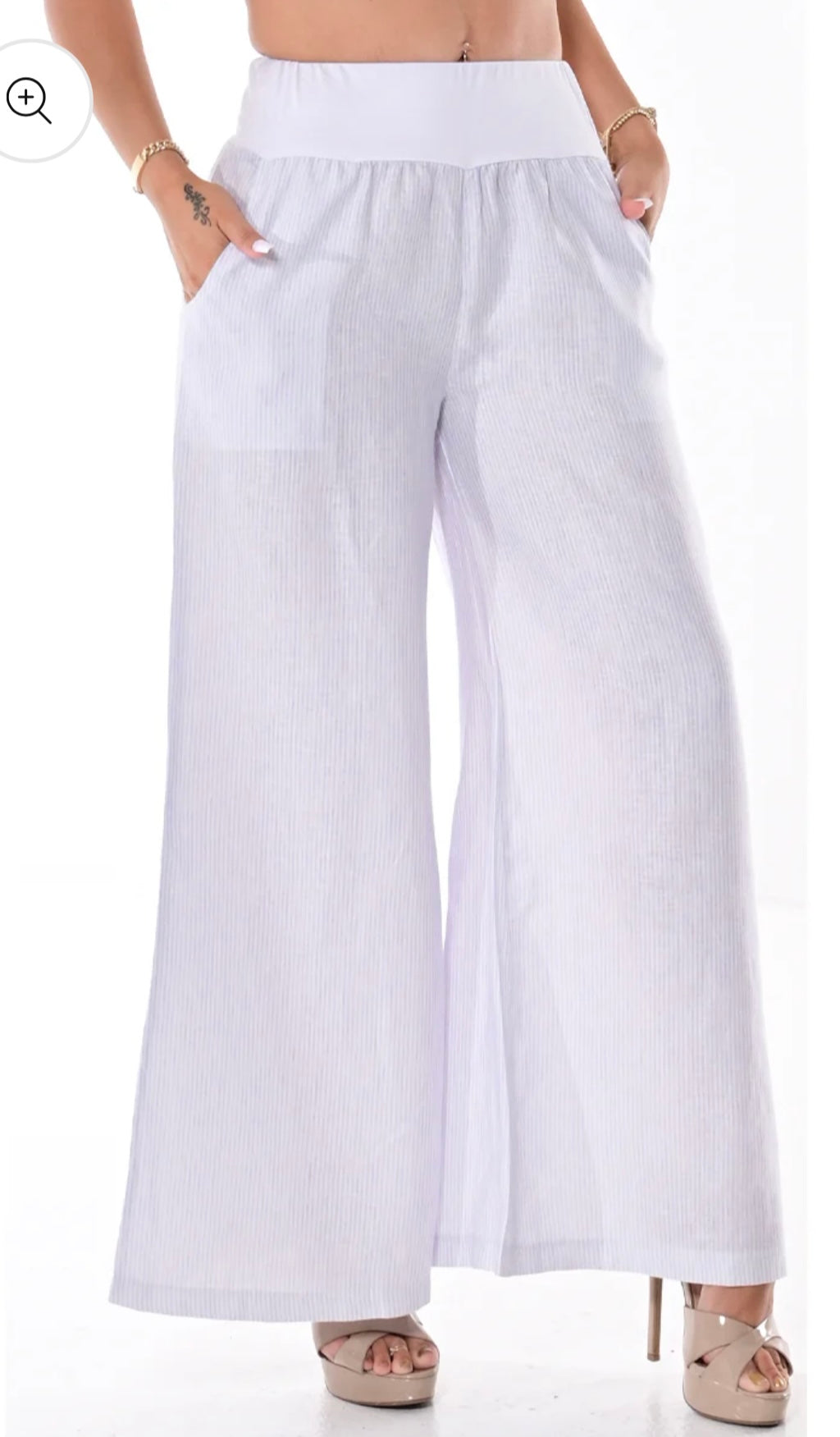 Light blue striped palazzo