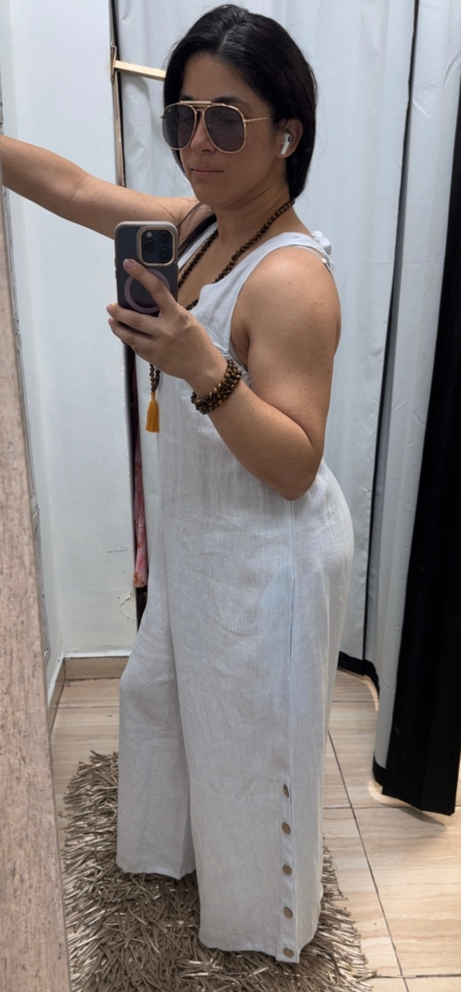 Striped linen jumpsuit