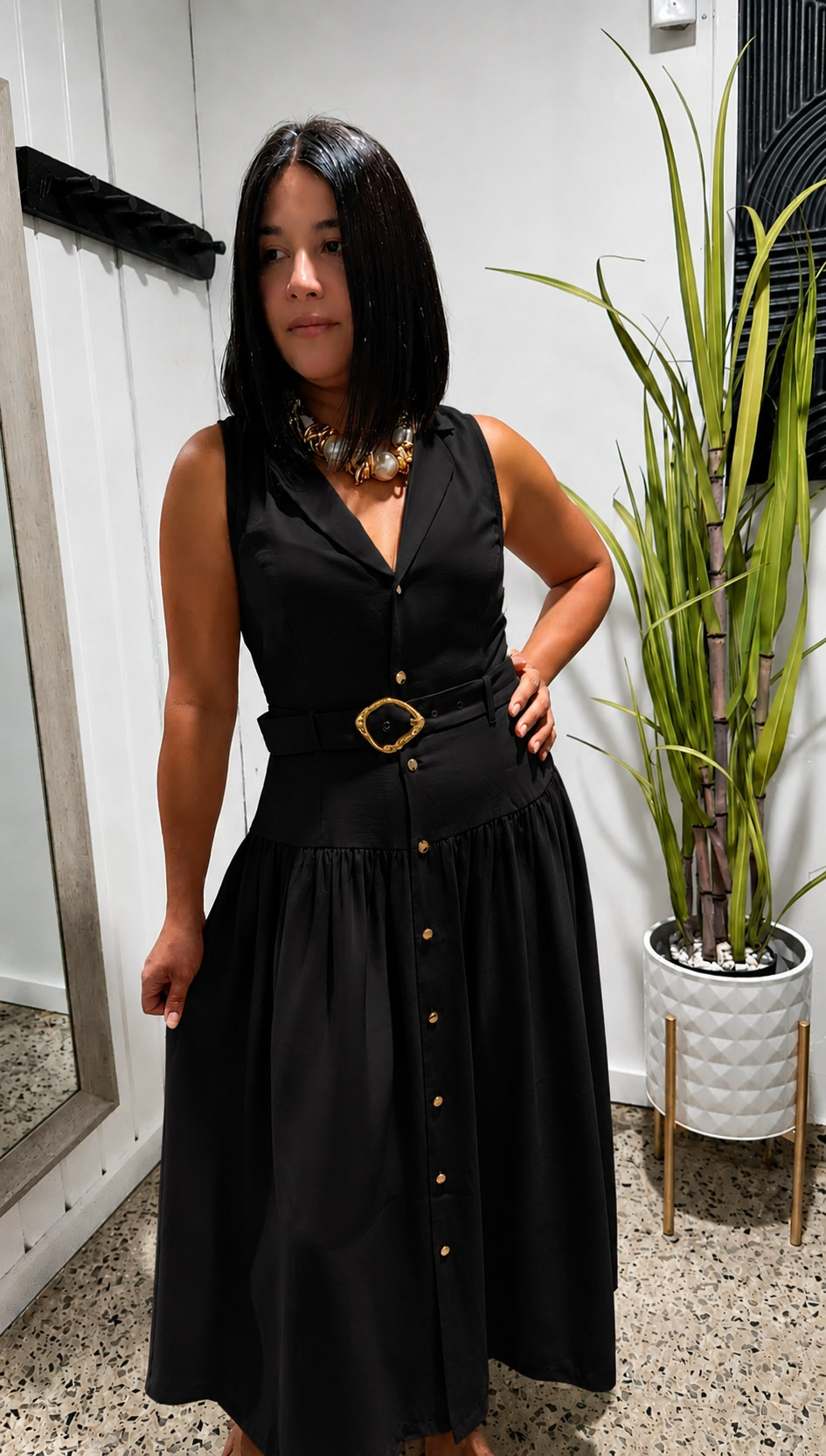 Monroe Button-Front Midi Dress