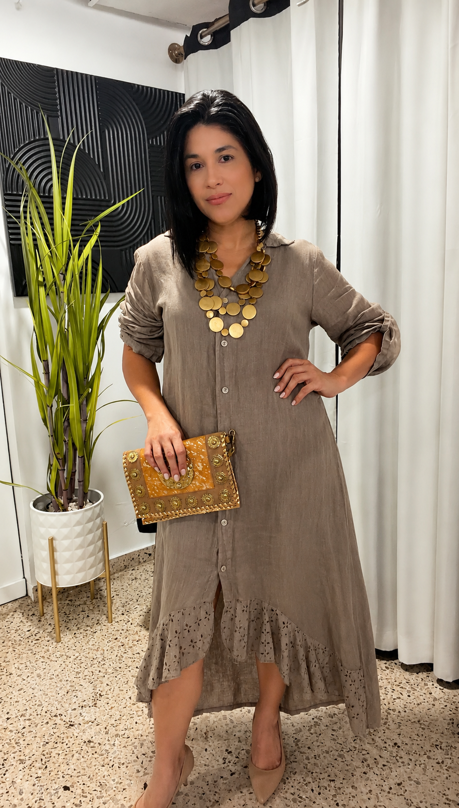 High-Low Maxi Linen Dress