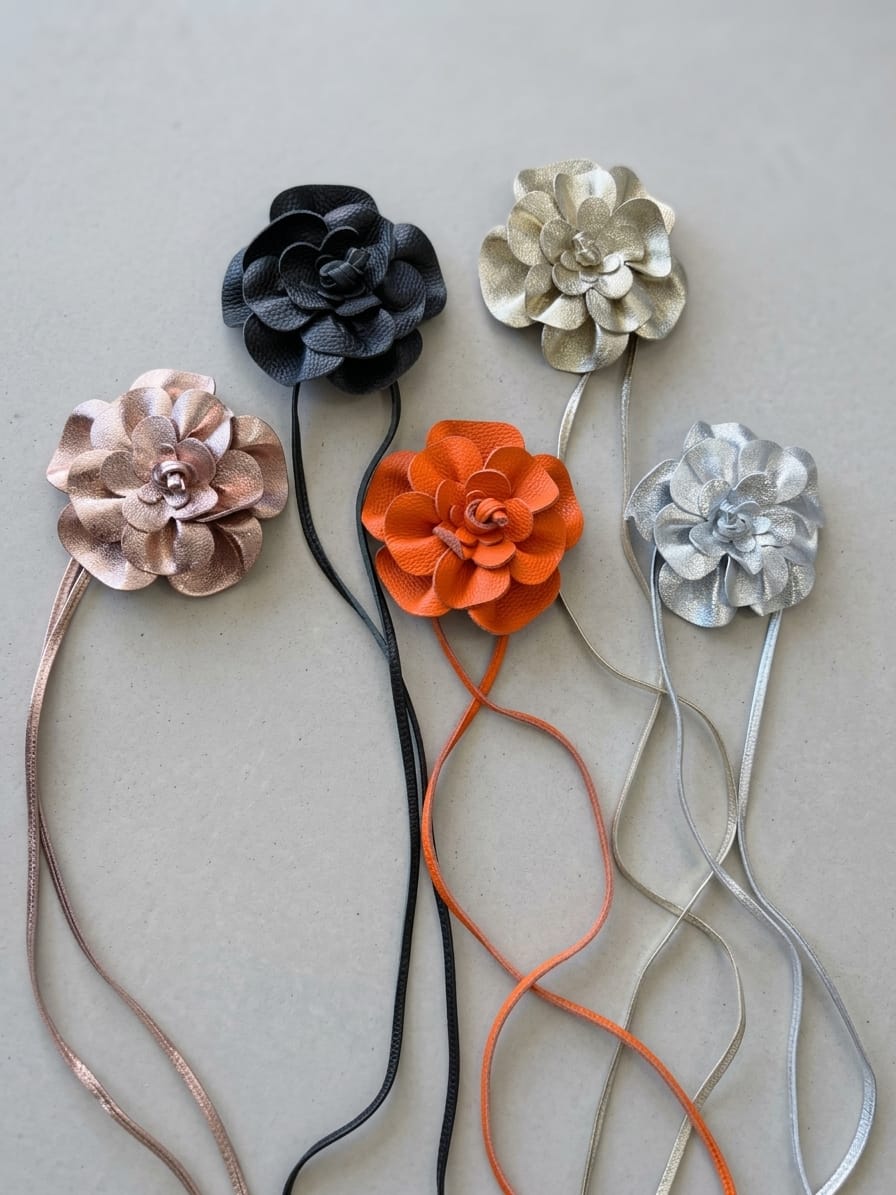 Flower leather belt