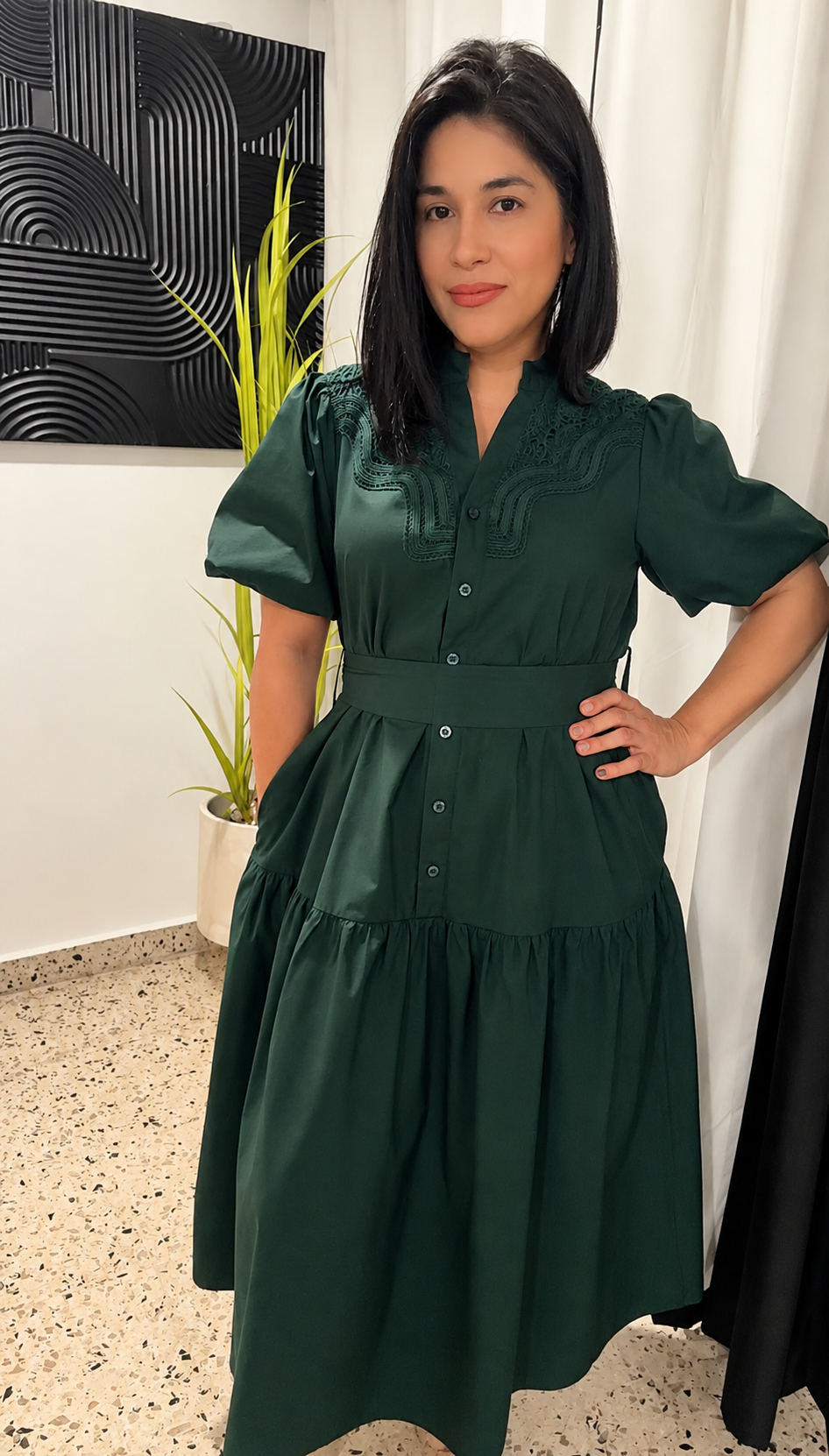 Elegant forest green dress