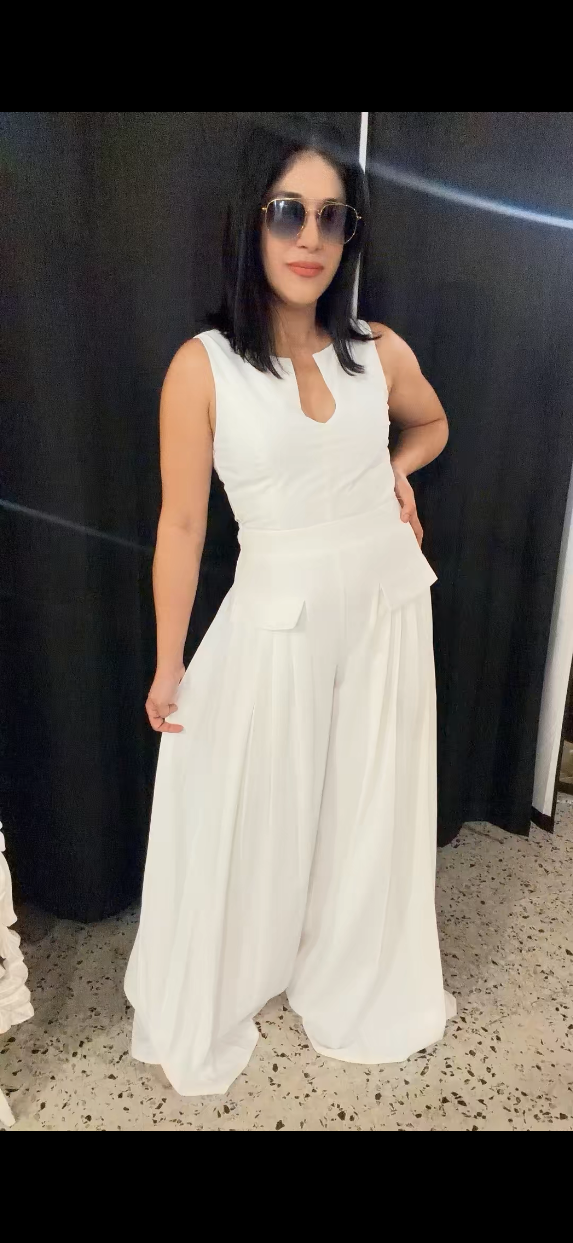 Sleek silhouette pleated Palazo jumpsuit