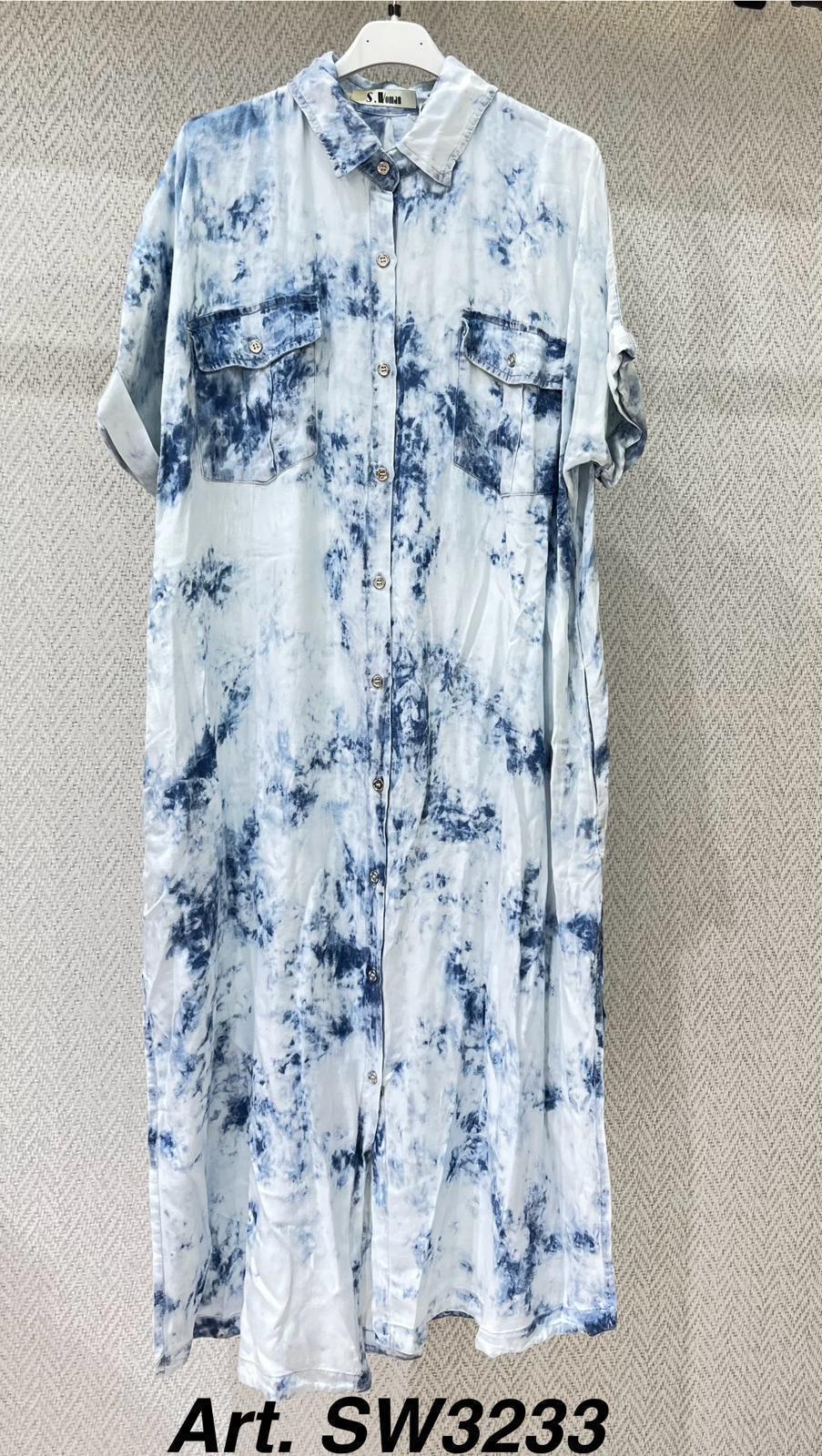 Tie-dye denim dress