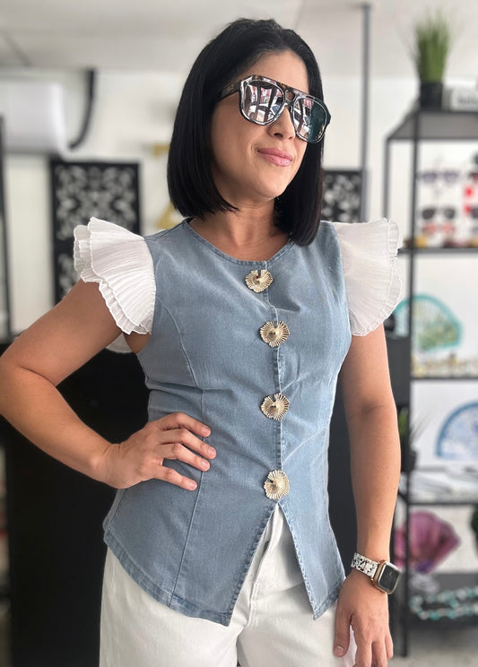 Denim with ruffles
