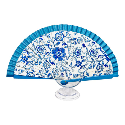 Blue flower hand fan