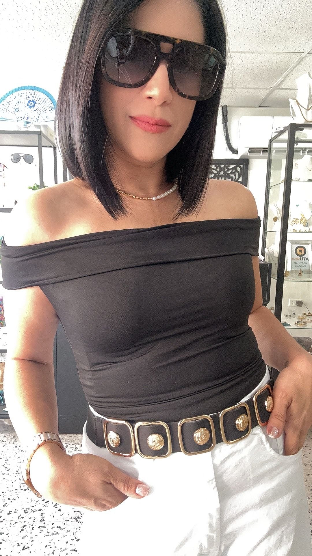 Black off shoulder basic