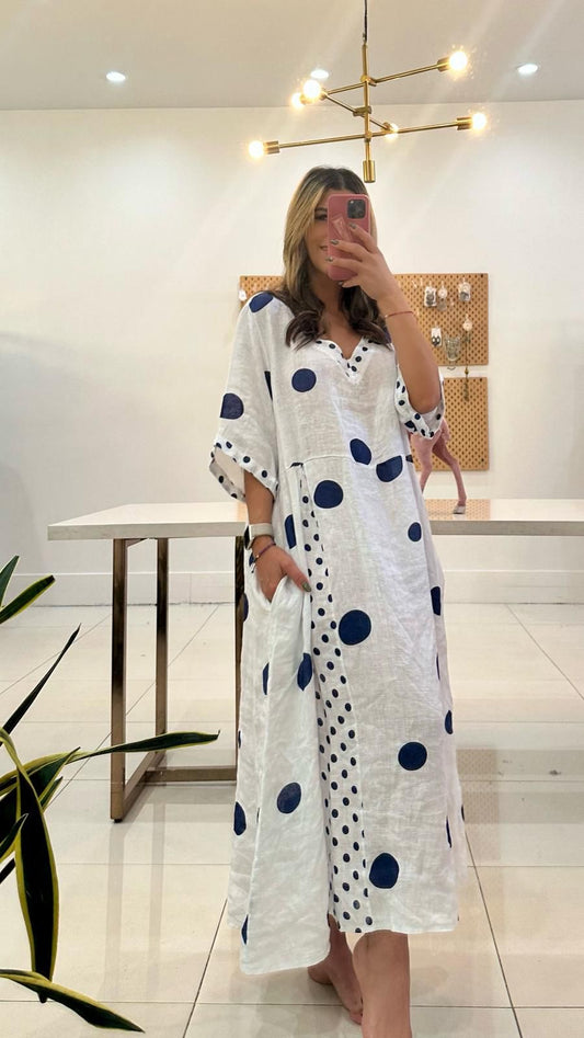 Polkadots linen dress