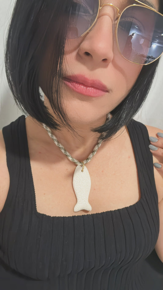 Volcanic Fish rope necklace