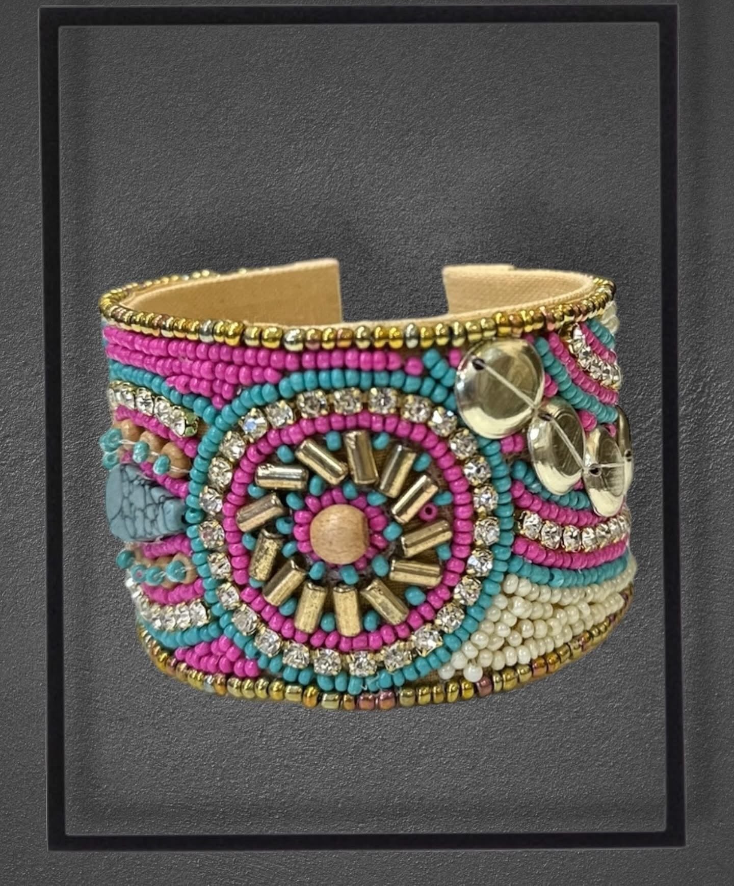 beaded metal bracelet cuffs