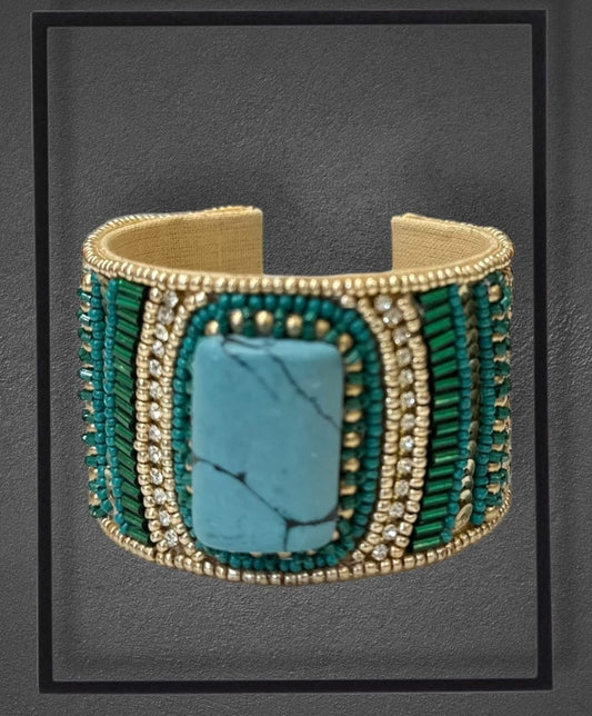 beaded metal bracelet cuffs
