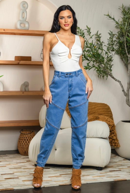 Stretch barrel jean
