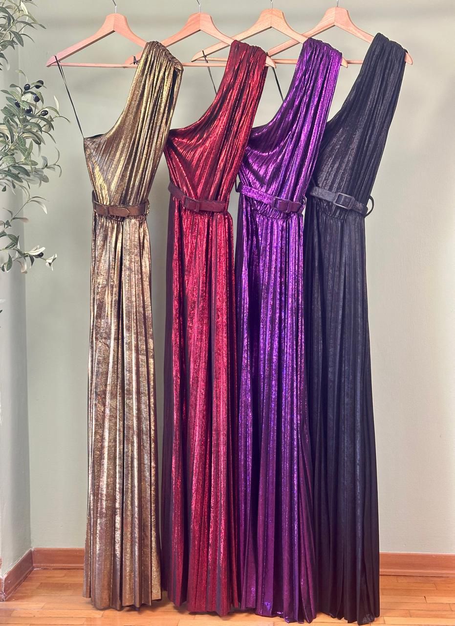 One shoulder plated dress