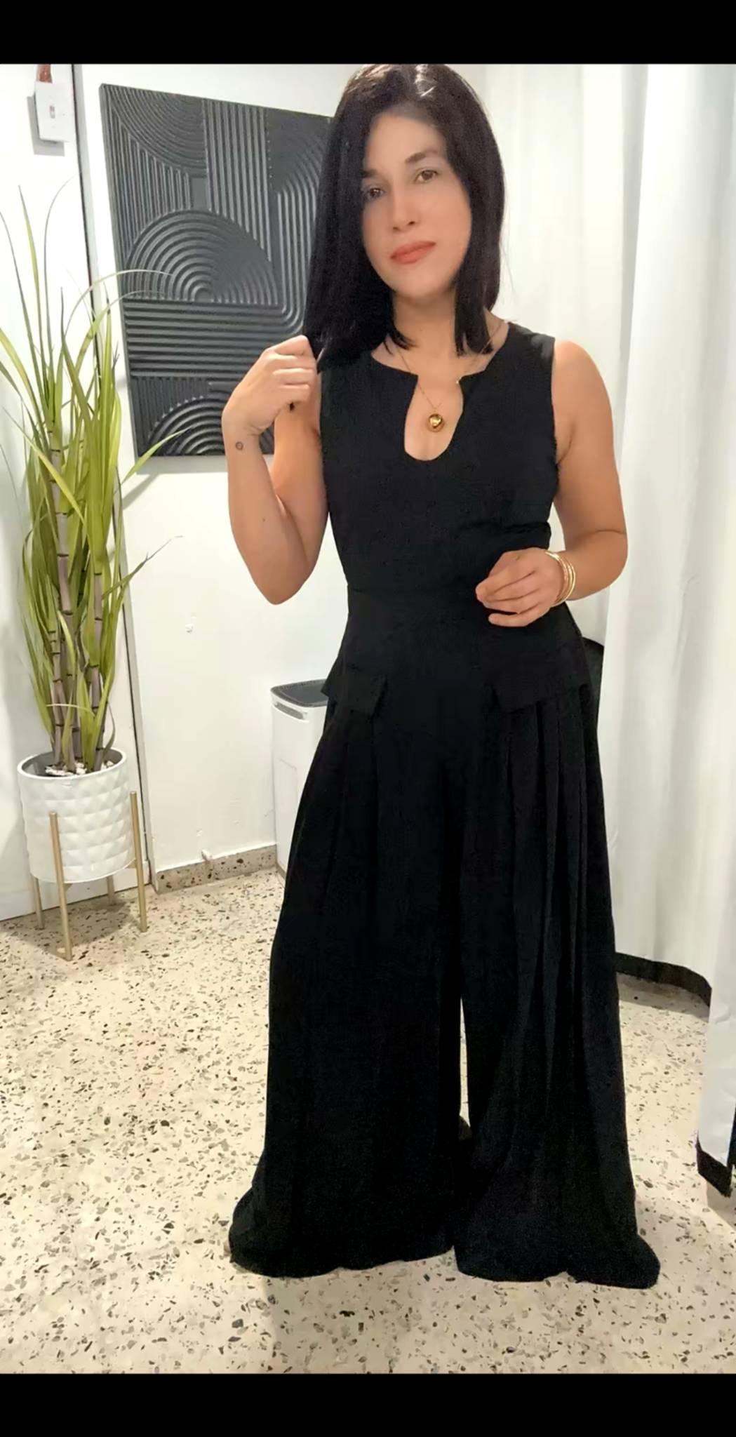 Sleek silhouette pleated Palazo jumpsuit