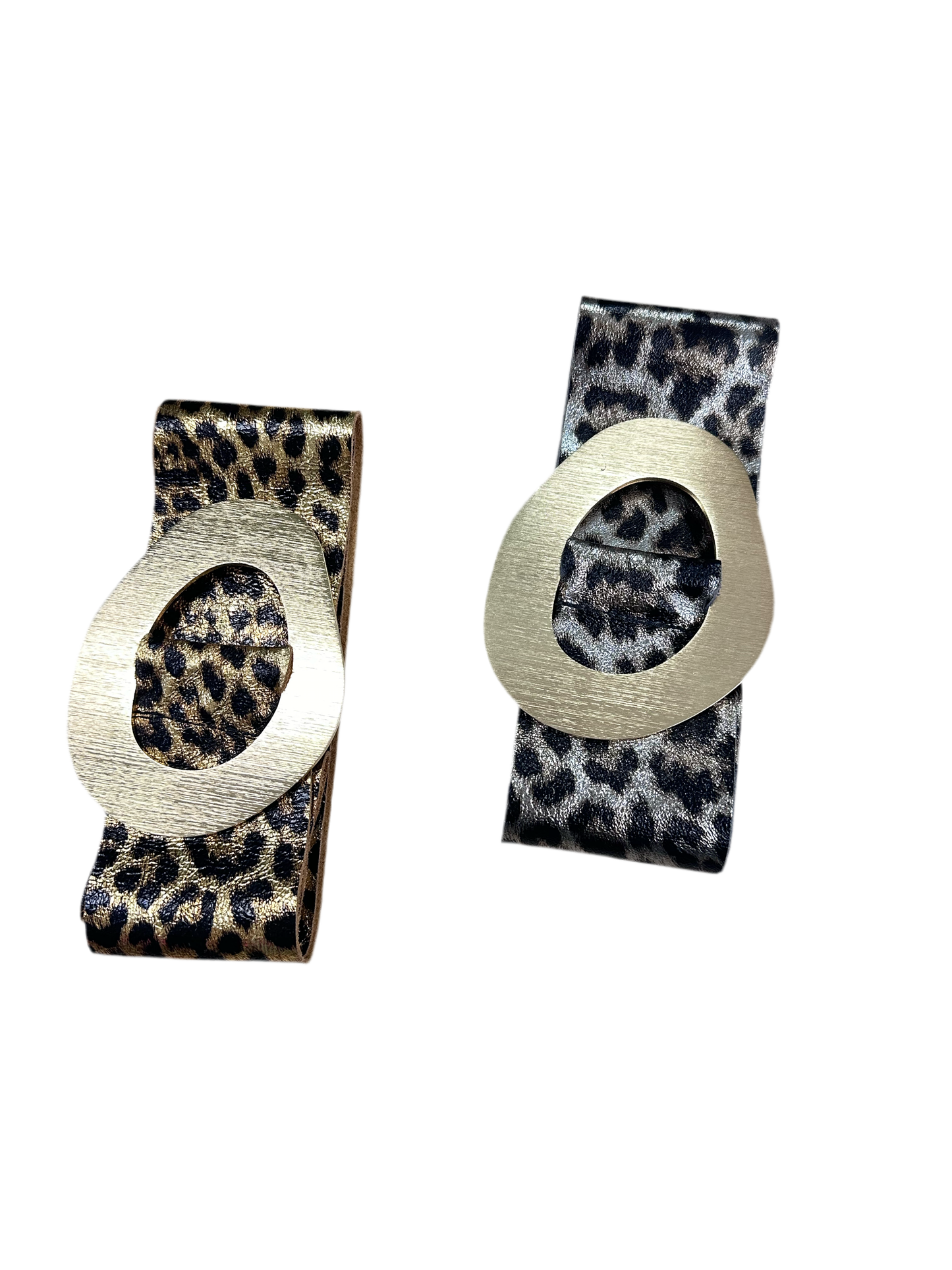 Animal print leather belt