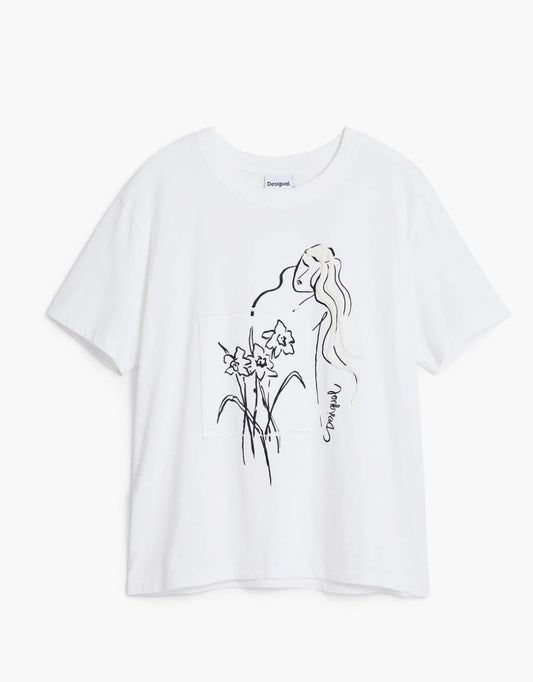 CAMISETA FLORAL SILUETA FEMENINA