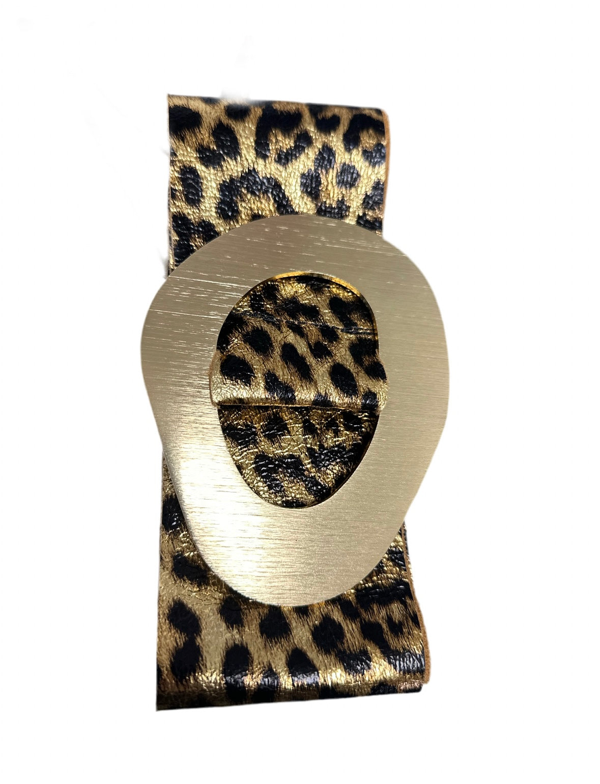 Animal print leather belt