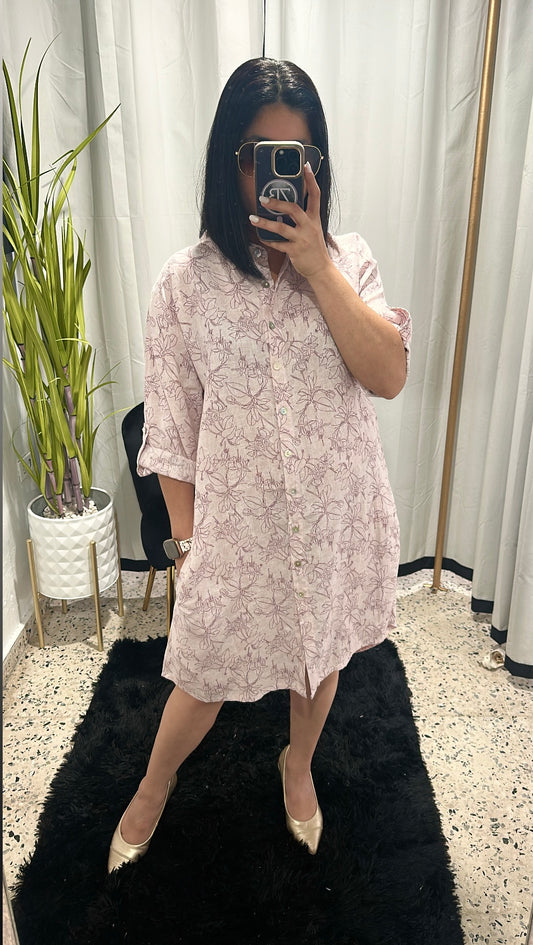Rose Linen Dress