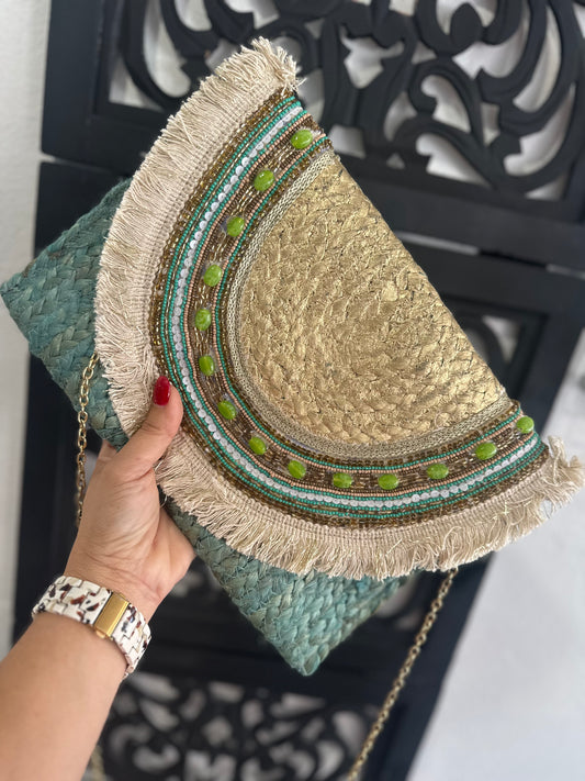 Straw Fringe Envelope purse