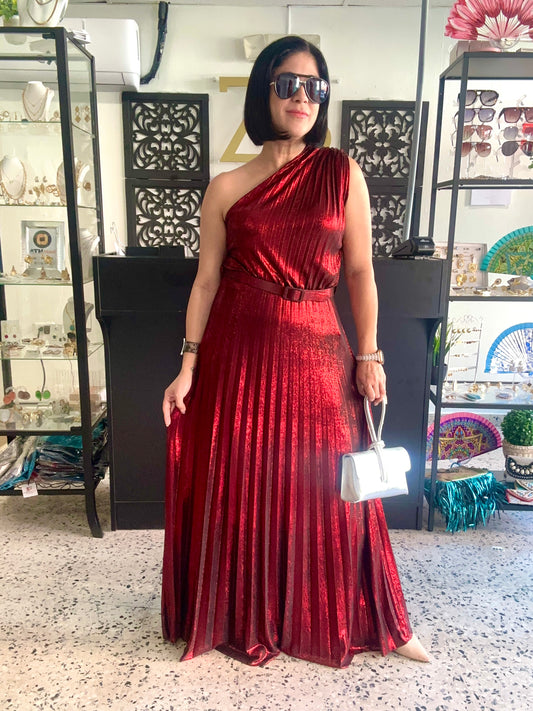 One shoulder plated dress