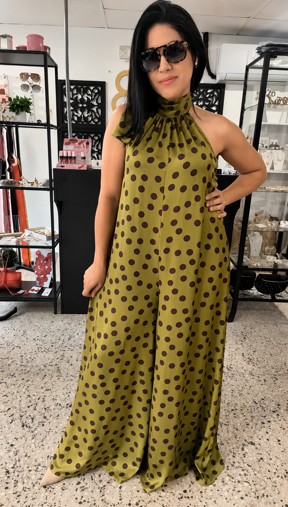 Dotty Halter Jumpsuit