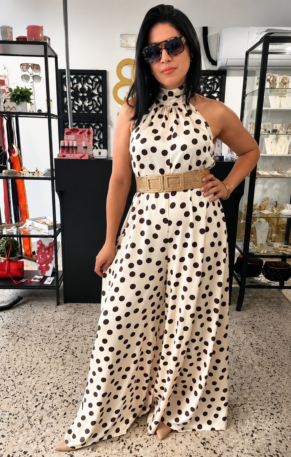 Dotty Halter Jumpsuit