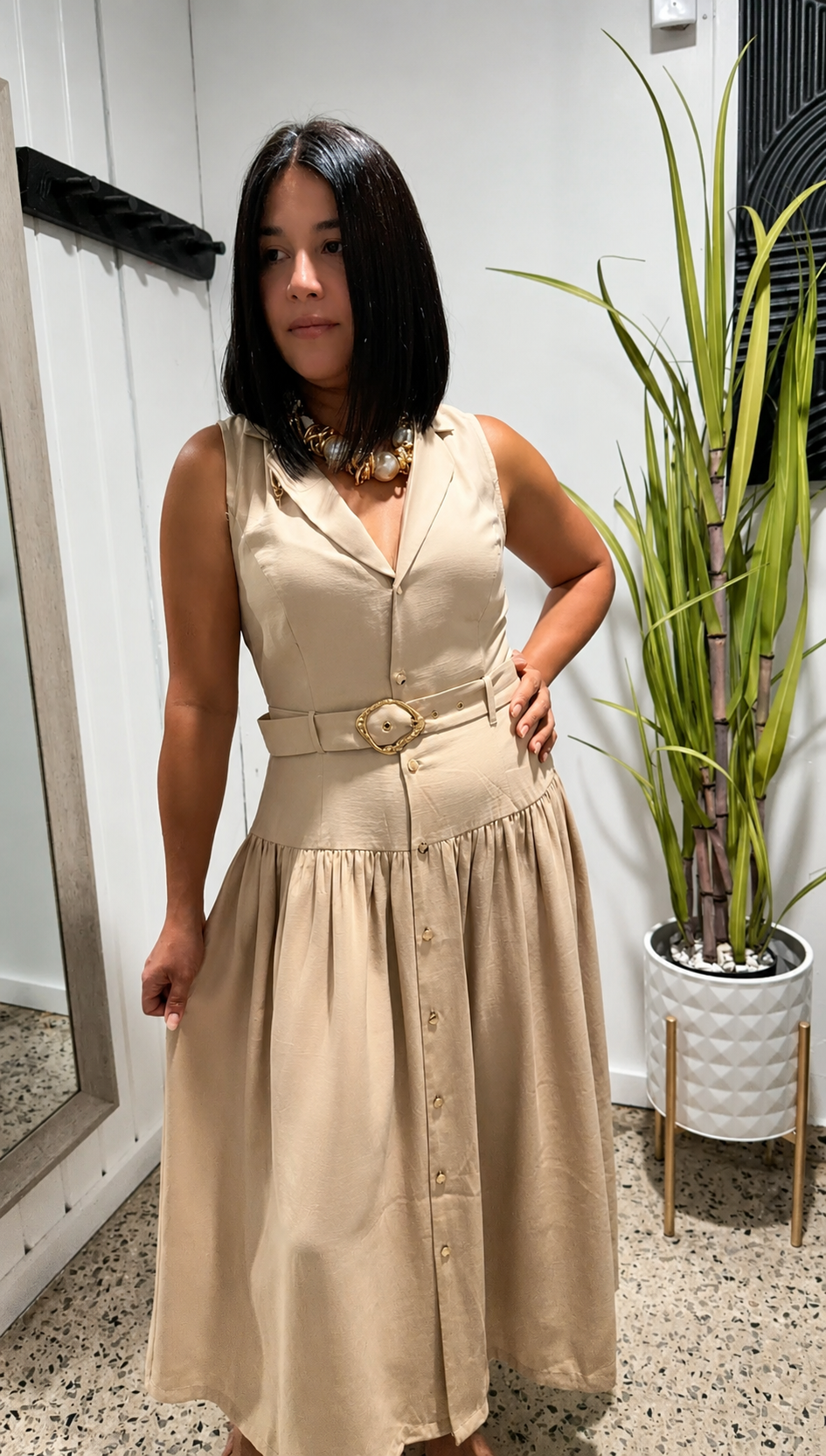 Monroe Button-Front Midi Dress