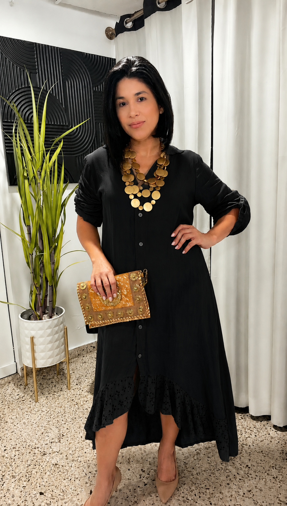 High-Low Maxi Linen Dress