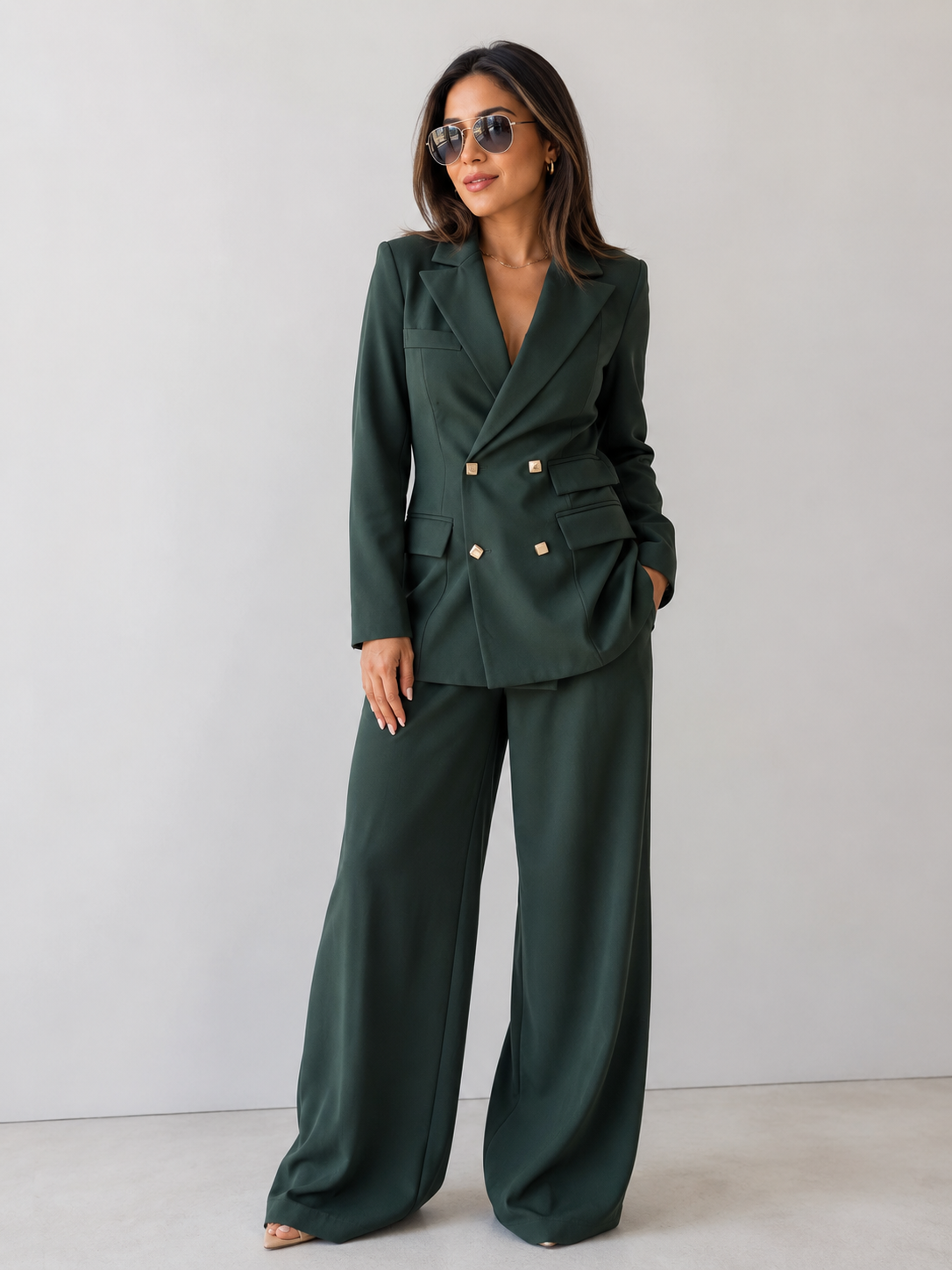 Green blazer and pant set